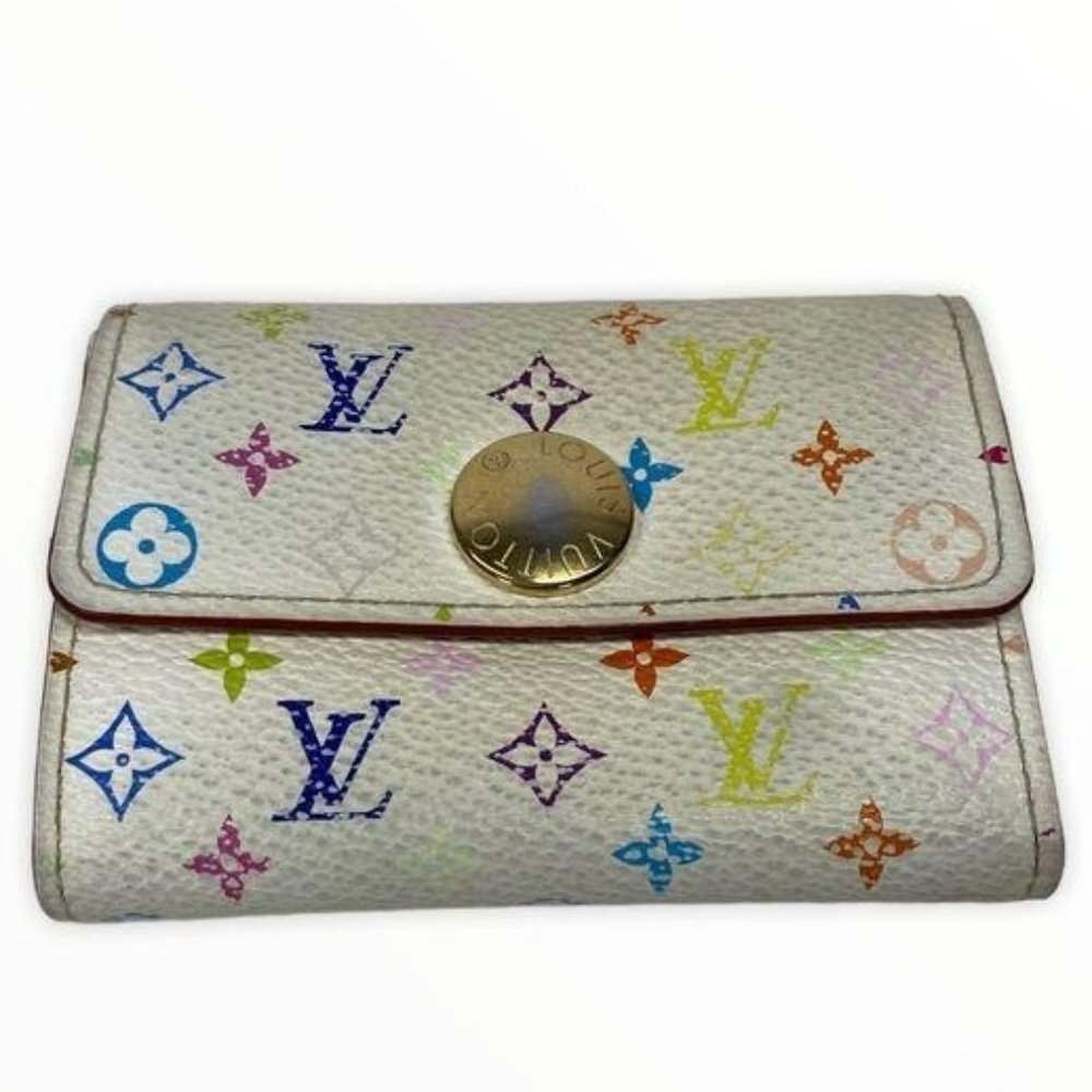 Authentic Louis Vuitton Wallet Coin Keychain Multicolor LV Vintage